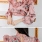 Sweet Lace Floral Print Top With High Waist Skirt Set - Ships in 24 Hrs