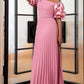 Sweet Pink Pleated Short Sleeve Plus Dress