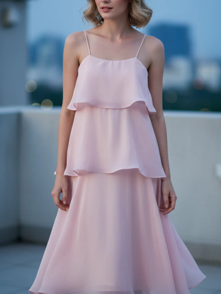 Sweet Pink Tiered Ruffle Maxi Dress