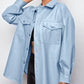 Trendsetting Lapel Button Up Blue Shirt Jacket