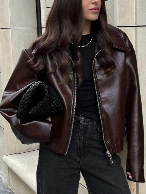 Trendy Winter Wear Lapel Loose Zipper Jacket