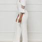 Trendy Zipper Patchwork Straight Leg White Jumpsuit - Ships in 24 Hrs