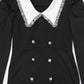 Trendy Colorblock Hem Split Doll Collar Long Sleeve Dress