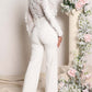 Ultramod See Through Lace Gauze Patchwork Solid White Jumpsuit - Ships in 24 Hrs