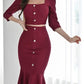 Unique Crop Top With Mermaid Skirt Wine Red Set - Ships in 24 Hrs