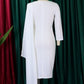 Unique Solid Long Sleeve White Dress