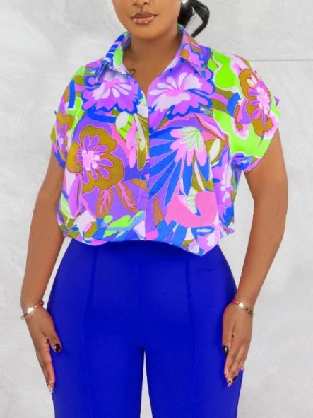 Vibrant Printed Shirt With Pants Blue Set