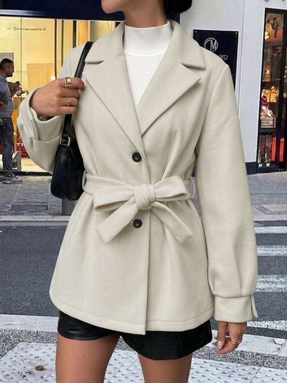 Winter Essential Tie Wrap Lapel Coat