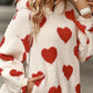 Winter Fashion Heart Pattern Red Fluff Hoodie