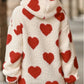 Winter Fashion Heart Pattern Red Fluff Hoodie