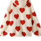 Winter Fashion Heart Pattern Red Fluff Hoodie