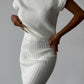 Winter Must Have! Solid High Rise Sweater White Skirt Set
