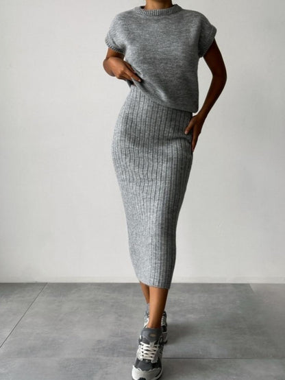 Winter Must Have! Solid High Rise Sweater Skirt Set - Ships in 24 Hrs