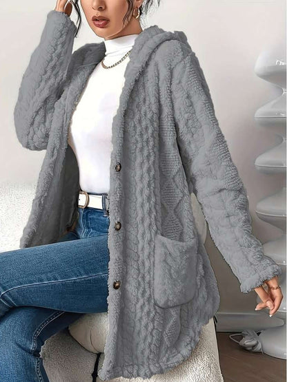 Winter Style Loose Fluff Long Grey Cardigan