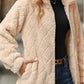 Winter Style Rhombus Lattice Lapel Neck Fluff Apricot Zipper Coat