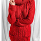 Winter Style Turtle Neck Long Sleeve Red Sweater Dress- Ships in 24 Hrs