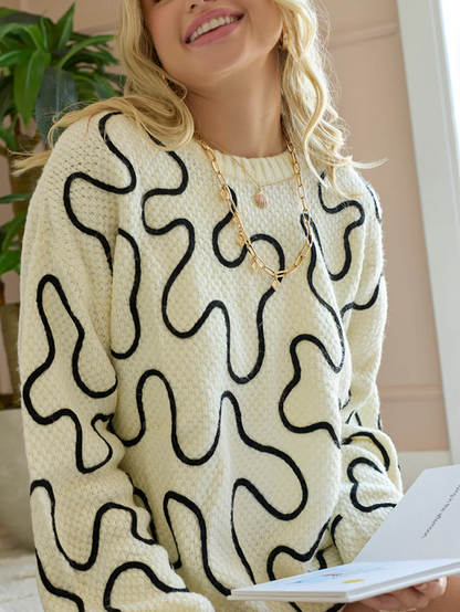 Winter Wear Braided White Swetaer Top