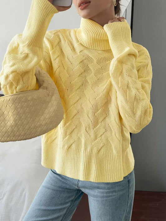 Winter Wear Pullover Long Sleeve Solid Yellow Sweater