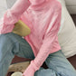 Winter Wear Pullover Long Sleeve Solid Pink Sweater