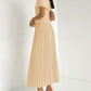 Beautiful Off Shoulder Button Up Pleated Skirt Set