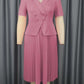 Beautiful Pleated Tailored Collar A Line Swing Pink Midi Dress