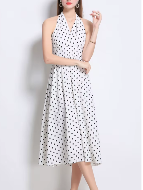 Bohemian Retro Dot French Style White Dress