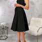Charming One Shoulder Solid Pleated Sleeveless Black Midi Dress