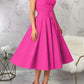 Charming One Shoulder Solid Pleated Sleeveless Pink Midi Dress