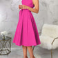 Charming One Shoulder Solid Pleated Sleeveless Pink Midi Dress