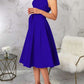 Charming One Shoulder Solid Pleated Sleeveless Blue Midi Dress