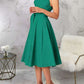 Charming One Shoulder Solid Pleated Sleeveless Green Midi Dress