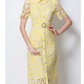 Charming Peter Pan Collar Single Breasted Short Sleeve Yellow Lace Dress