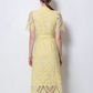 Charming Peter Pan Collar Single Breasted Short Sleeve Yellow Lace Dress