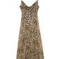 Chic Animal Print Cowl Neck Maxi Dress