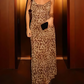 Chic Animal Print Cowl Neck Maxi Dress