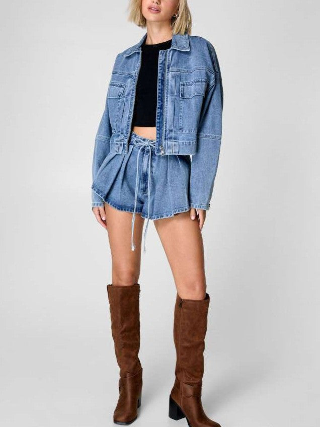 Chic Cargo Denim Jacket Co Ord Set