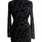 Chic Floral Mock Neck Backless Black Mini Dress