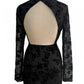 Chic Floral Mock Neck Backless Black Mini Dress