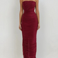 Chic Gradient Tube Strapless Ruched Red Maxi Dress