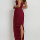 Chic Gradient Tube Strapless Ruched Red Maxi Dress