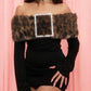 Chic Leopard Fur Off Shoulder Black Mini Party Dress