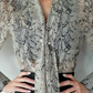 Chic Snake Print V Neck Shirt With Split Pencil Skirt Co ord Set