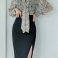Chic Snake Print V Neck Shirt With Split Pencil Skirt Co ord Set