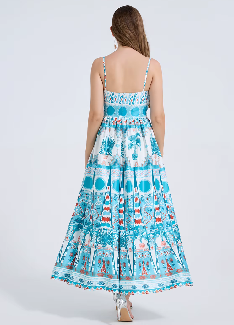 Chic Vintage Boho Printed Summer Swing Sundress