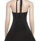 Chic Zipper Halter Backless A Line Black Mini Dress