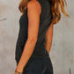Classic Look Denim Crew Neck Sleeveless Top With Wide Leg Pants Black Co Ord Set