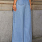 Classic Look Denim Crew Neck Sleeveless Top With Wide Leg Pants Blue Co Ord Set