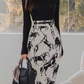 Classy Black Knit Top With Skirt Co ord Set