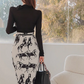 Classy Black Knit Top With Skirt Co ord Set
