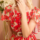 Classy Floral Print Red Dress